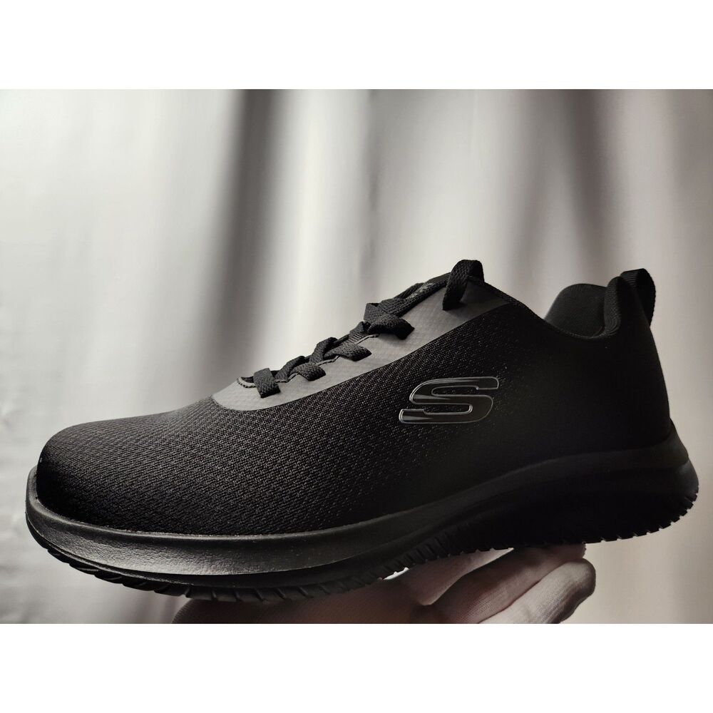 Skechers Slip-Resistant Work Shoes Men's 9.5 Wide Fit Black Memory Foam